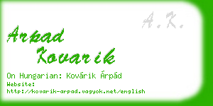 arpad kovarik business card