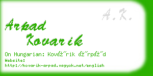 arpad kovarik business card